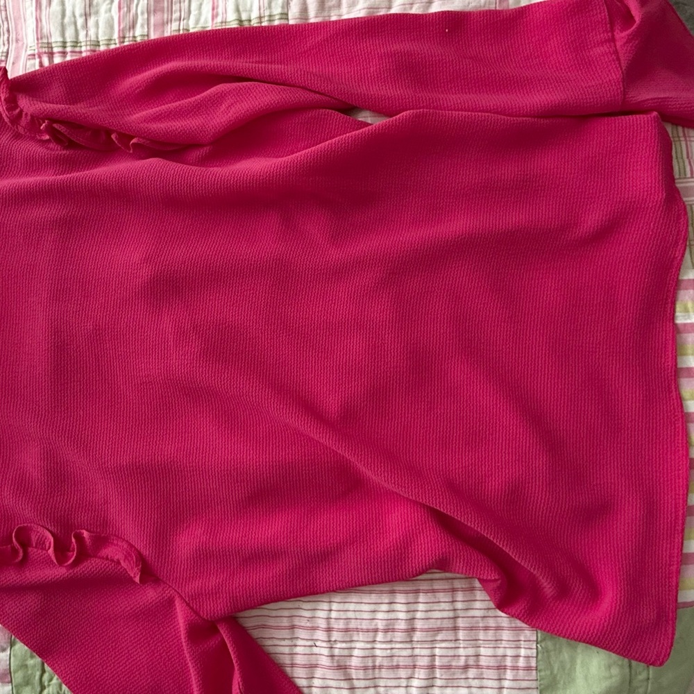 CeCe Fuchsia Ruffle Trim Top - Picture 5 of 11